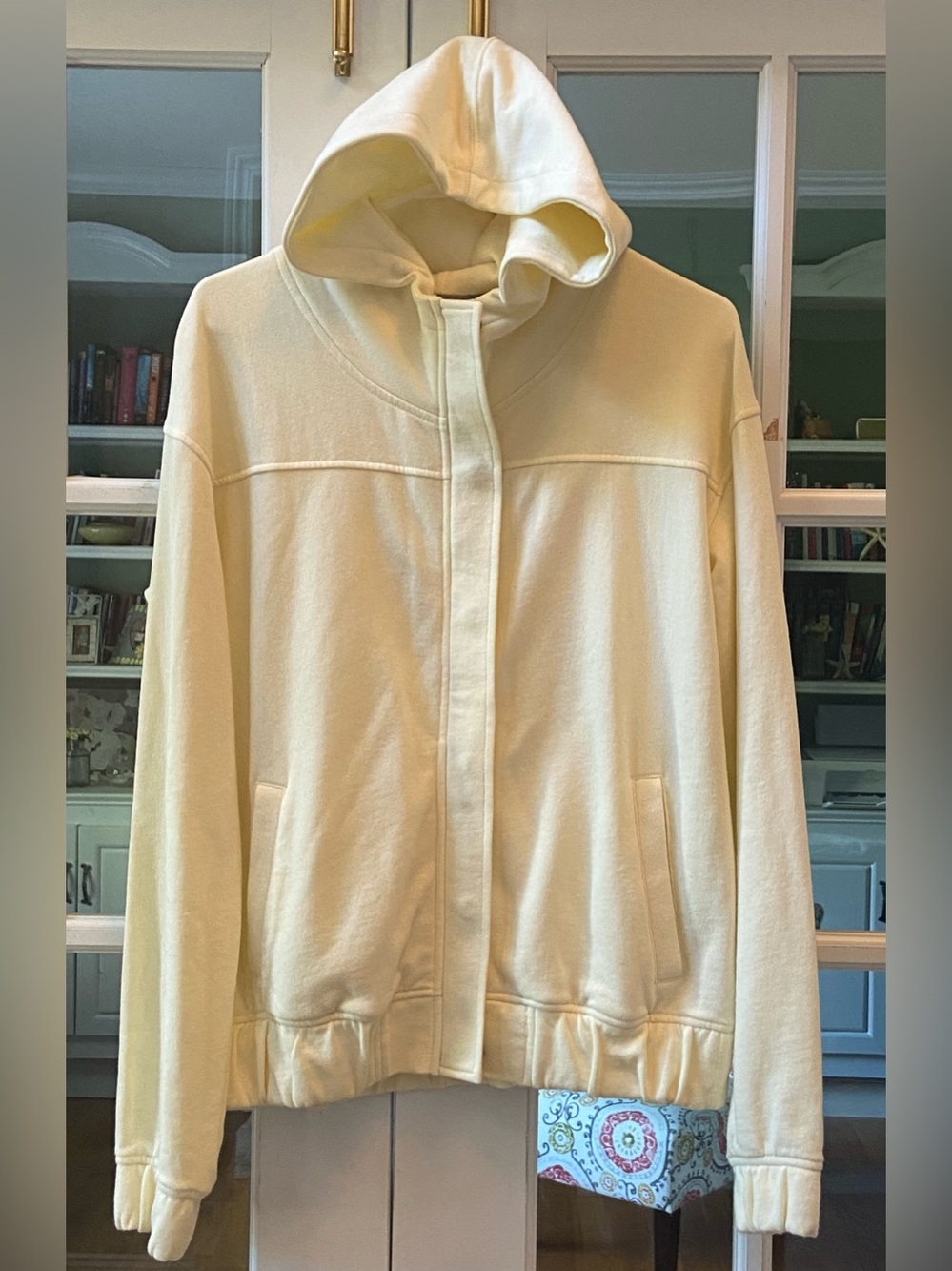 Alternative Cream Zip Up Hooded Sweatshirt Jacket Size Large